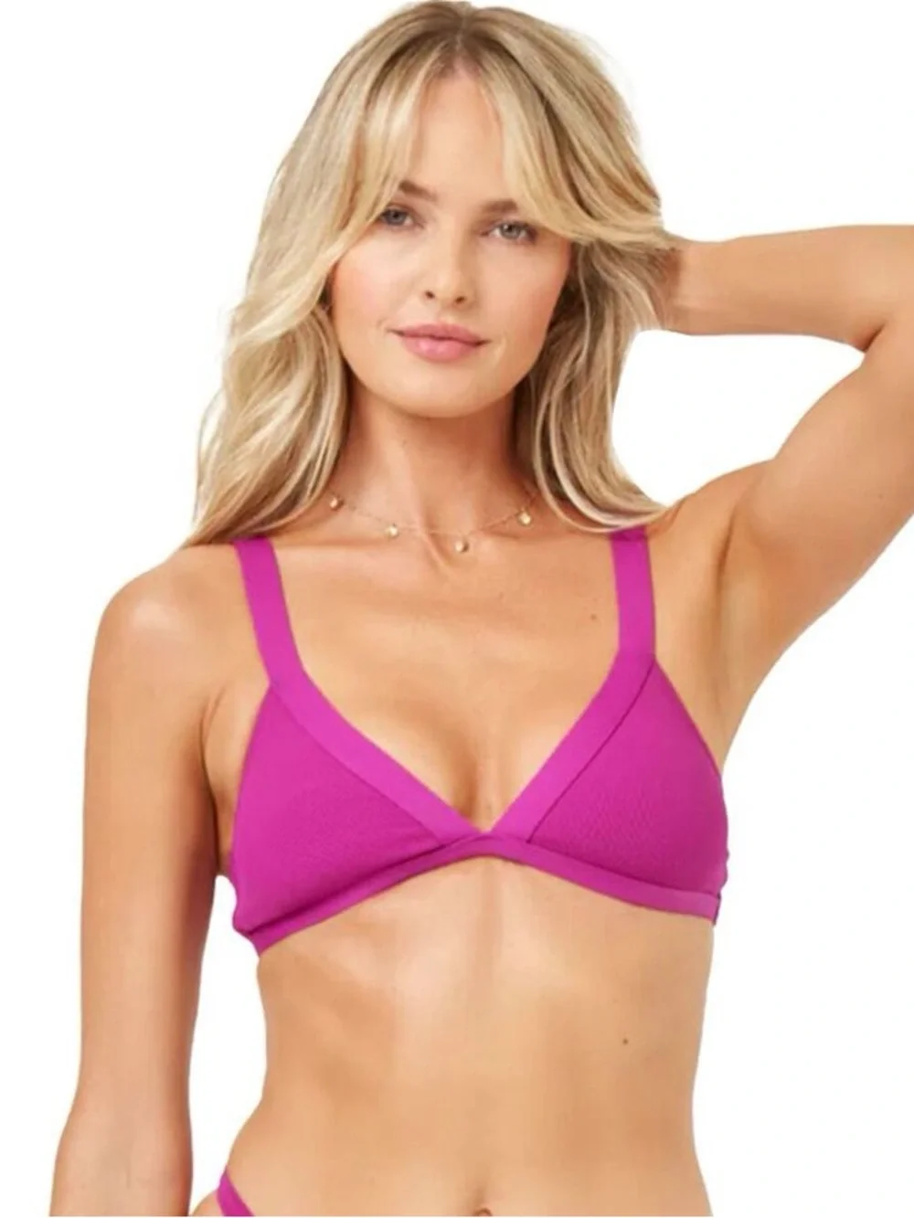 L*Space Farrah Bikini Top Magenta Pink Triangle Bralette NWT XS